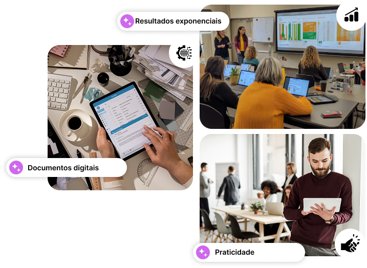 Equipe trabalhando com documentos